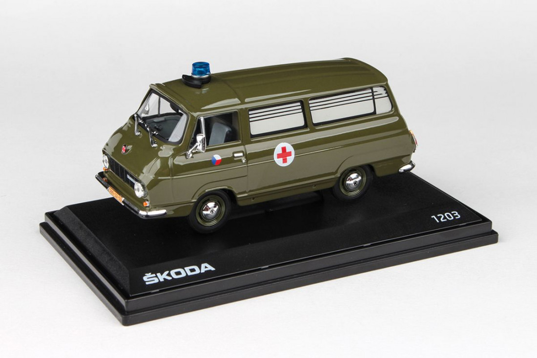Miniature 1:43 Skoda 1203 Minibus Ambulance 1974 - Abrex - Beige Et Orange - NEUF