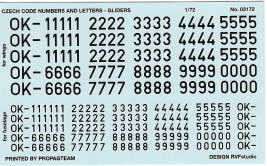 1:72 Čísla a písmena na kluzáky (černá)