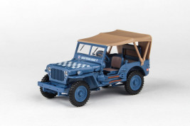1:43 1/4 Ton Military Vehicle Soft Top – Blue with Sandy Soft Top