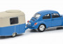 1:43 VW Beetle 1600i w/ Eriba Puck Trailer, 1970 (Blue & Cream White)