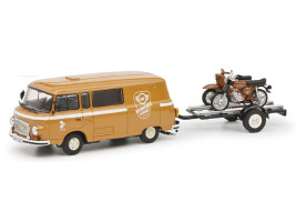 1:43 Barkas B1000 VAN Werkstatt Service 1965 w/ Trailer & Motorcycles