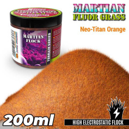Martian Fluor Grass 4–6 mm – modelářský posyp Neo-Titan Orange (200 ml)