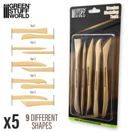 Wooden Modeling Tools – Bildhauerwerkzeuge aus Holz (5 Stück)