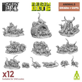 3D Printed Set Swarm of Rats – 3D-gedruckte Rattenhaufen (12 Stück)