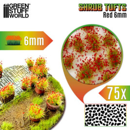 Shrubs Tufts – samolepící trsy tmavě červené, 6mm (75 ks)