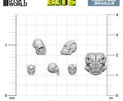 Resin Alien Skulls – resinové lebky mimozemšťanů (30 ks)