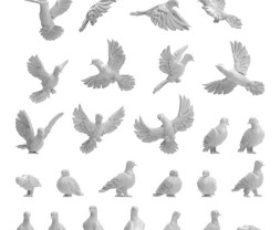 3D Printed Set Pigeons – 3D tištění holubi (26 ks)