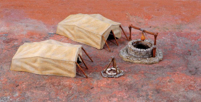 Produkt anzeigen - 1:72 Wargames Zubehör Wüste gut und Zelte