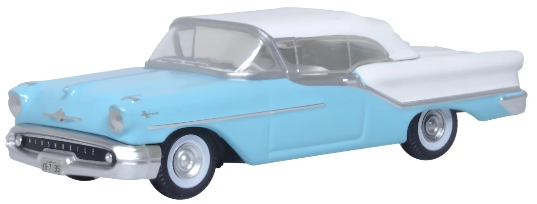 Produkt anzeigen - 1:87 Oldsmobile 88 Convertible 1957 Roof Up Banff Blue / Alcan White