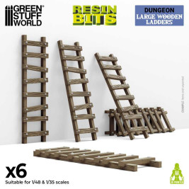 3D Printed Large Wooden Ladders 1:48-1:35 - 3D-gedruckte große Holzleitern (6 Stück)