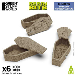 3D Printed Dungeon Wooden Coffins 1:48 - 3D-gedruckte Holzsärge (3 Stück)