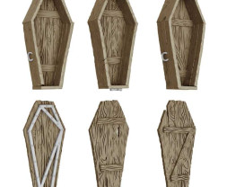 3D Printed Dungeon Wooden Coffins 1:48 - 3D-gedruckte Holzsärge (3 Stück)