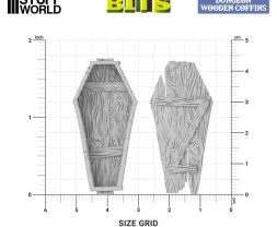 3D Printed Dungeon Wooden Coffins 1:48 - 3D-gedruckte Holzsärge (3 Stück)