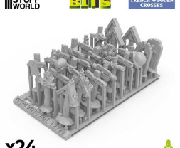 3D Printed Trench Wooden Crosses 1:48-1:35 - 3D-gedruckte Holzkreuze (24 Stück)