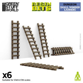3D Printed Small Wooden Ladders 1:48-1:35 - 3D-gedruckte kleine Holzleitern (6 Stück)