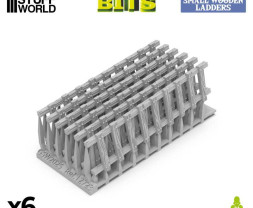 3D Printed Small Wooden Ladders 1:48-1:35 - 3D-gedruckte kleine Holzleitern (6 Stück)