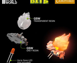 3D Printed Set Campfires for 3mm LEDs – 3D-gedruckte Lagerfeuer für 3-mm-LEDs (5 Stück)