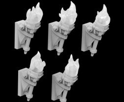 3D Printed Set Wall Torches for 3mm LEDs – 3D-gedrucktes Set Wandtaschenlampen für 3-mm-LEDs (5 Stück)