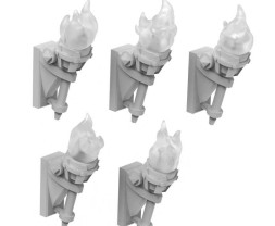 3D Printed Set Wall Torches for 3mm LEDs – 3D-gedrucktes Set Wandtaschenlampen für 3-mm-LEDs (5 Stück)