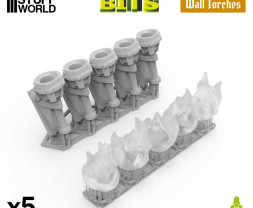 3D Printed Set Wall Torches for 3mm LEDs – 3D-gedrucktes Set Wandtaschenlampen für 3-mm-LEDs (5 Stück)