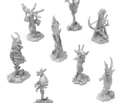 3D Printed Set Dark Skull Totems – 3D-gedruckte dunkle Totenköpfe (8 Stück)