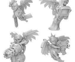 3D Printed Set Cyber Cherubs Servitors – 3D-gedruckte kybernetische Cherubim (4 Stück)