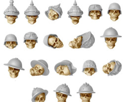 3D Printed Set Skulls with Helmets – 3D-gedruckte Totenköpfe mit Helmen (40 Stück)