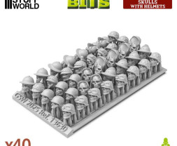 3D Printed Set Skulls with Helmets – 3D-gedruckte Totenköpfe mit Helmen (40 Stück)