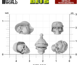 3D Printed Set Skulls with Helmets – 3D-gedruckte Totenköpfe mit Helmen (40 Stück)