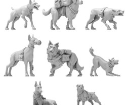 3D Printed Set War Dogs – 3D-gedruckte Kriegshunde (9 Stück)
