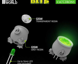 3D Printed Set Magic Cauldrons for 3mm LEDs – 3D-gedruckte Zauberkessel für 3-mm-LEDs (5 Stück)