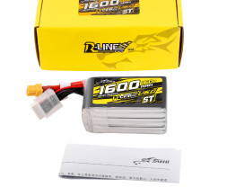 Gens ace LiPo Tattu R-Line V6 - 6S 1600mAh 22.2V 6S1P ST (160C) XT60 Plug