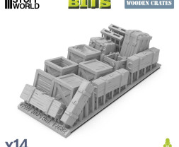 3D Printed Set Wooden Food Crates – 3D-gedruckte Holz-Versandkisten (14 Stück)