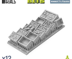 3D Printed Set Wooden Food Crates – 3D-gedruckte Lebensmittelkisten aus Holz (12 Stück)