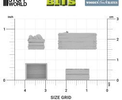3D Printed Set Wooden Food Crates – 3D-gedruckte Lebensmittelkisten aus Holz (12 Stück)