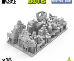 3D Printed Set Stone Wall Ruins – 3D-gedruckte Steinmauerruinen (15 Stück)
