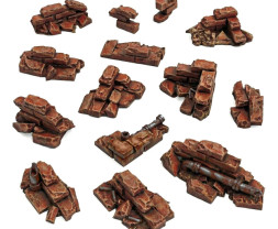 3D Printed Set Stone Wall Ruins – 3D-gedruckte Steinmauerruinen (14 Stück)