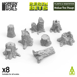 3D Printed Set Medium Tree Stumps – 3D-gedruckte mittelgroße Baumstümpfe (8 Stück)