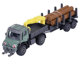 Majorette Landwirtschaftliche Maschinen aus Metall - MB Unimog U530 mit Holztransporter