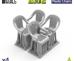 Plastic Chairs 1:35 3D printed set - 4x 3D tištěné plastové židle