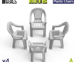 Plastic Chairs 1:35 3D printed set - 4x 3D tištěné plastové židle