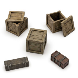 Wooden Crates 1:35 3D printed set - 8x 3D tištěné dřevěné bedny