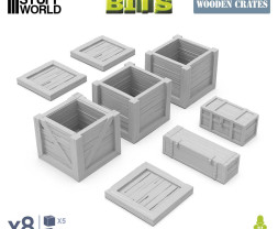 Wooden Crates 1:35 3D printed set - 8x 3D tištěné dřevěné bedny