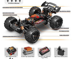 1:18 2,4GHz 4WD High speed car (RNR) super truggy pestrobarevná