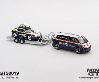 1:64 Porsche 911 Dakar #718 / Volkswagen ID. Buzz Porsche Centrum Gelderland Roughroads Set
