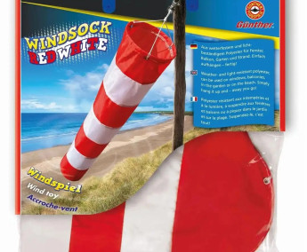 Větrný rukáv - WindSock 60x12cm červená - bílá