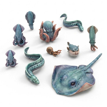 Aquatic Creatures 1:48-1:35 3D printed set - 12x 3D vodní tvorové