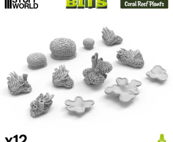 Coral Reef Plants 1:48-1:35 3D printed set - 12x 3D tištěný korál