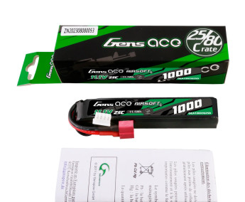 Airsoft Gens Ace LiP3 - 3S 1000mAh 11.1V 3S1P (25C) s konektorem T-Dean